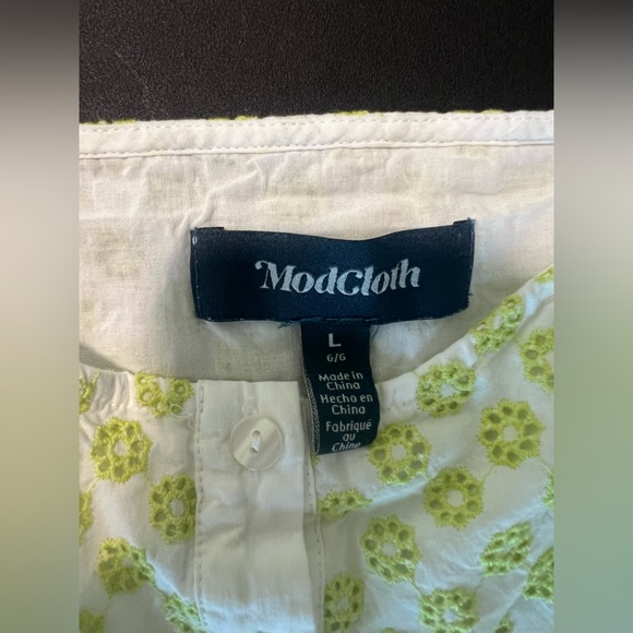 Modcloth Darling For The Prairie Peplum Tank Top Floral Eyelet Size Large - Picture 6 of 8